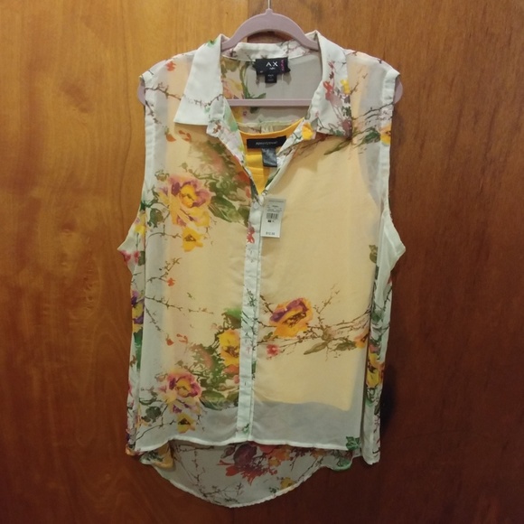 AX Paris Tops - 26 ASPS Curve AX Paris Floral Button Chiffon Tank